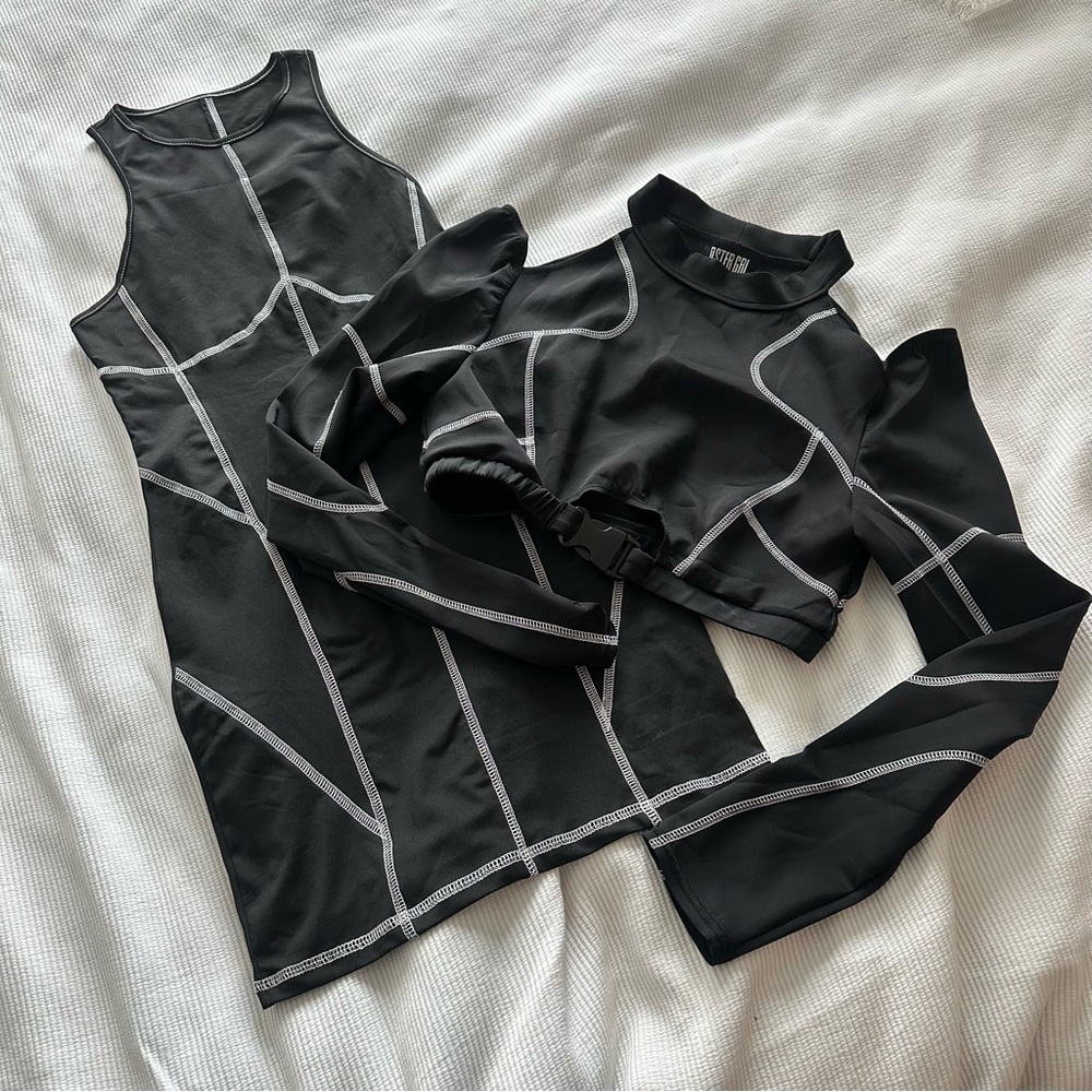 Black and white stitched dress